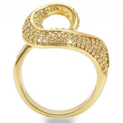 Gold Brass Ring with AAA Grade CZ  in Clear Size 5