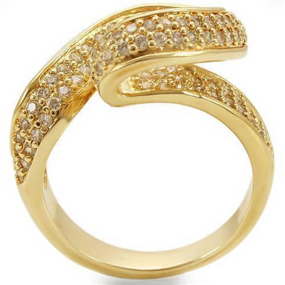Gold Brass Ring with AAA Grade CZ  in Clear Size 5
