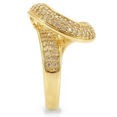 Gold Brass Ring with AAA Grade CZ  in Clear Size 5