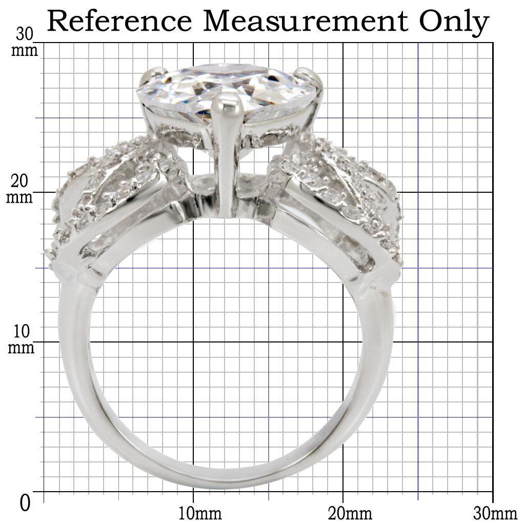 Rhodium Brass Ring with AAA Grade CZ in Clear Size 5