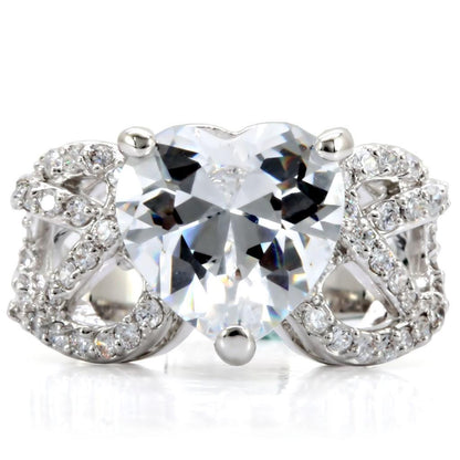 Rhodium Brass Ring with AAA Grade CZ in Clear Size 5