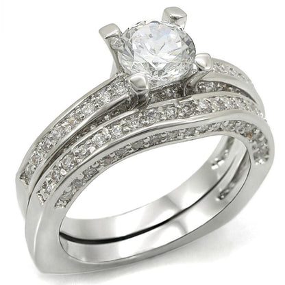 Rhodium Brass Ring with AAA Grade CZ  in Clear Size 10
