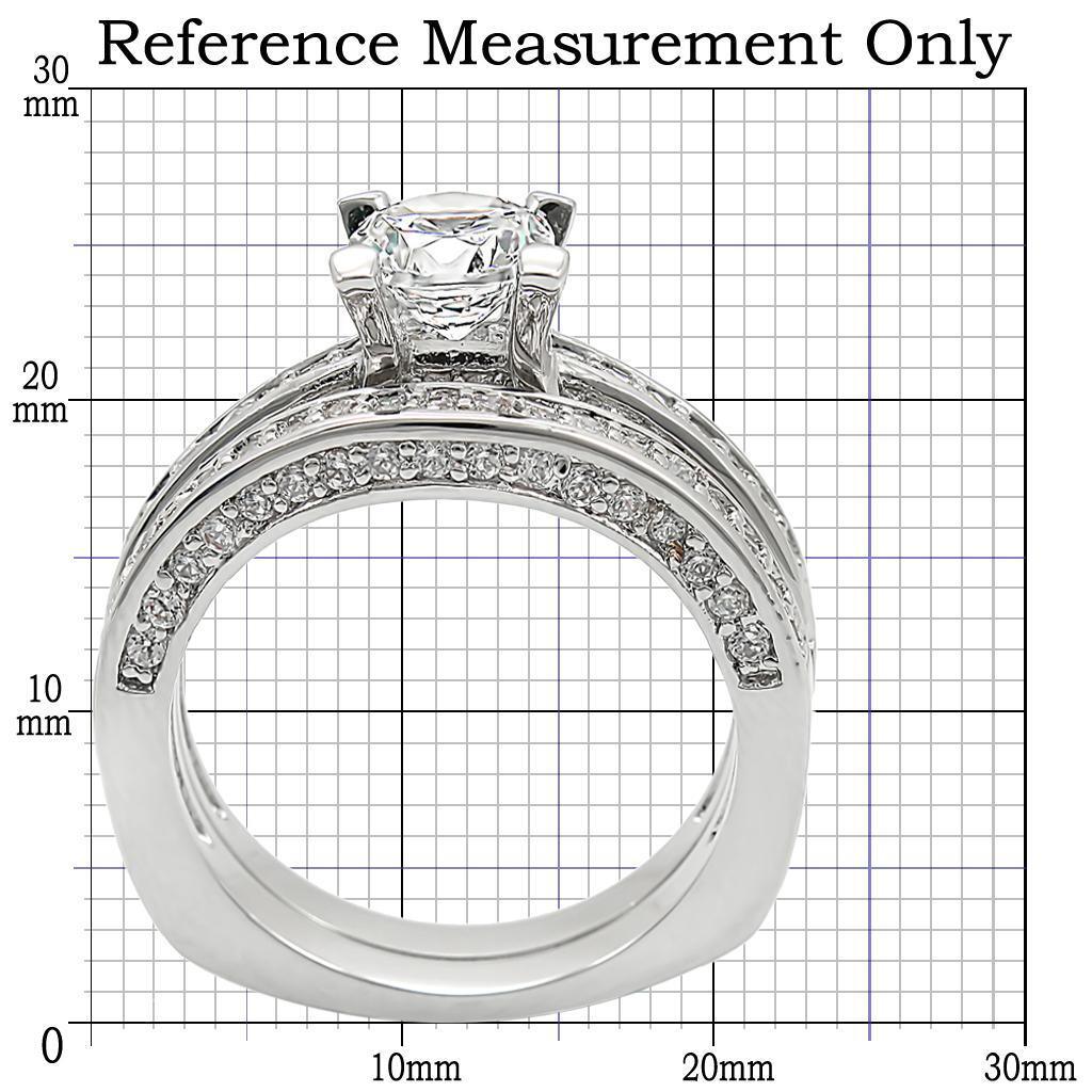 Rhodium Brass Ring with AAA Grade CZ  in Clear Size 10