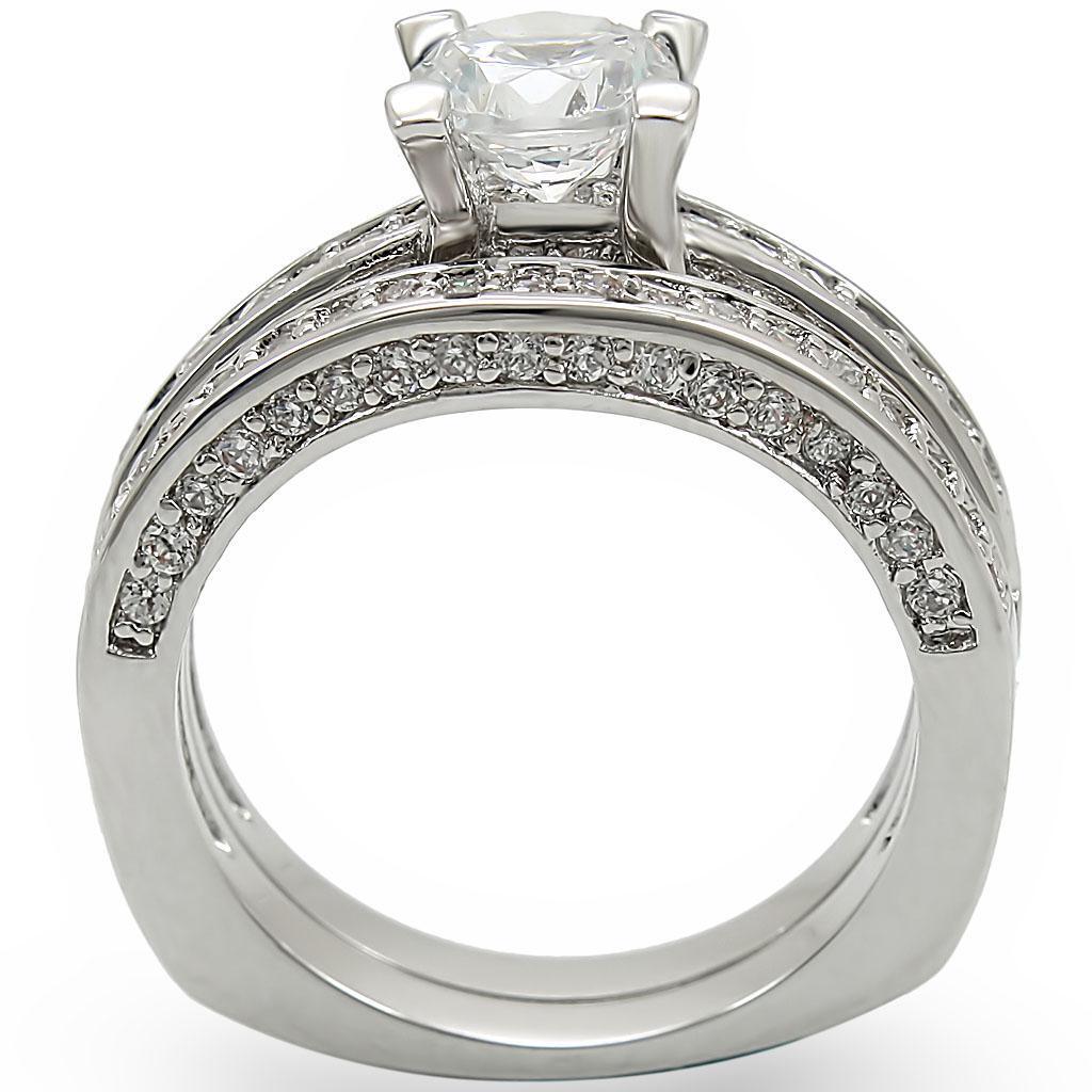 Rhodium Brass Ring with AAA Grade CZ  in Clear Size 10