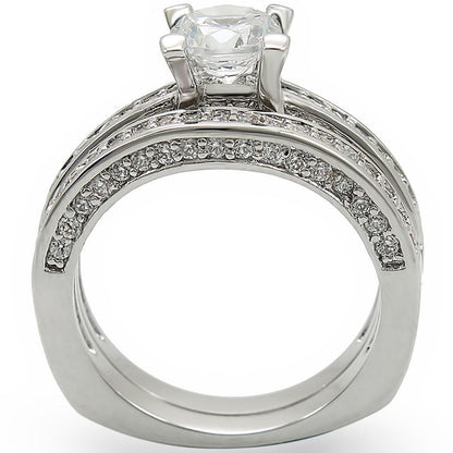 Rhodium Brass Ring with AAA Grade CZ  in Clear Size 10