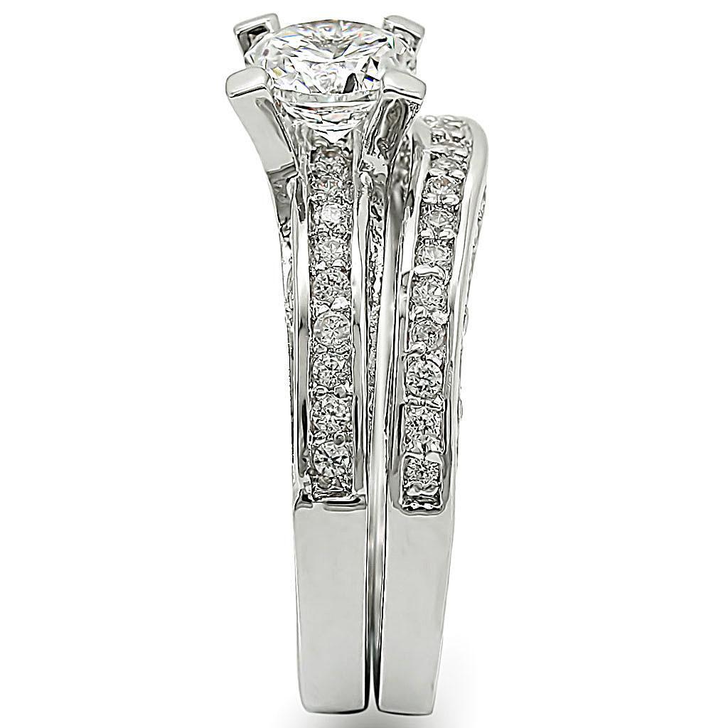 Rhodium Brass Ring with AAA Grade CZ  in Clear Size 10