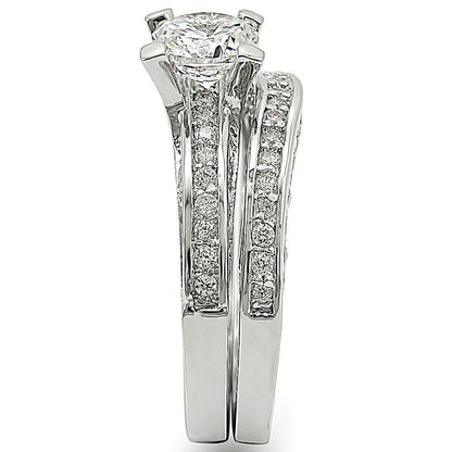 Rhodium Brass Ring with AAA Grade CZ  in Clear Size 10