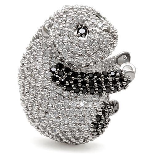 Rhodium + Ruthenium Brass Ring with AAA Grade CZ in Black Diamond