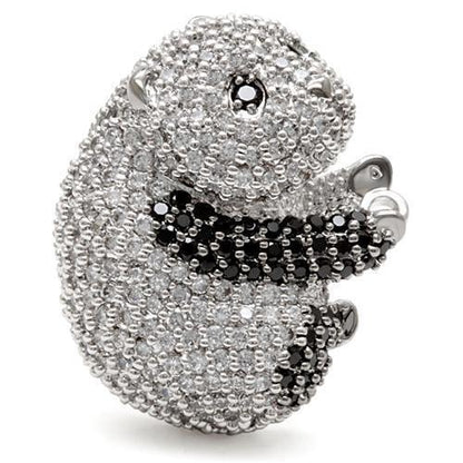Rhodium + Ruthenium Brass Ring with AAA Grade CZ in Black Diamond
