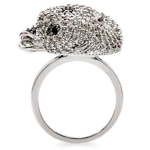 Rhodium + Ruthenium Brass Ring with AAA Grade CZ in Black Diamond