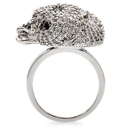 Rhodium + Ruthenium Brass Ring with AAA Grade CZ in Black Diamond