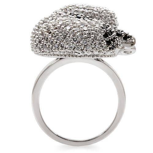Rhodium + Ruthenium Brass Ring with AAA Grade CZ in Black Diamond