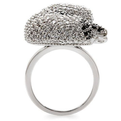 Rhodium + Ruthenium Brass Ring with AAA Grade CZ in Black Diamond