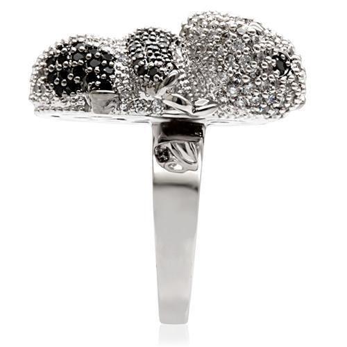 Rhodium + Ruthenium Brass Ring with AAA Grade CZ in Black Diamond
