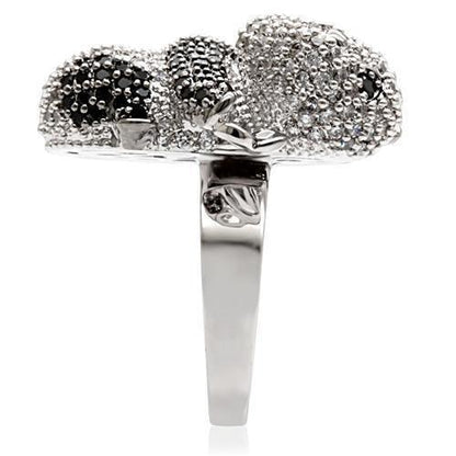 Rhodium + Ruthenium Brass Ring with AAA Grade CZ in Black Diamond