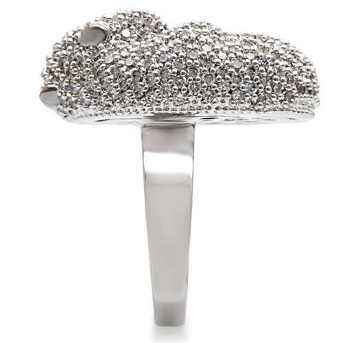 Rhodium + Ruthenium Brass Ring with AAA Grade CZ in Black Diamond