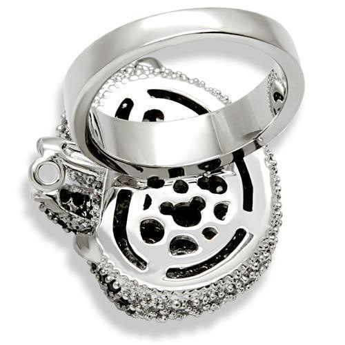 Rhodium + Ruthenium Brass Ring with AAA Grade CZ in Black Diamond