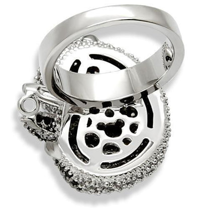 Rhodium + Ruthenium Brass Ring with AAA Grade CZ in Black Diamond