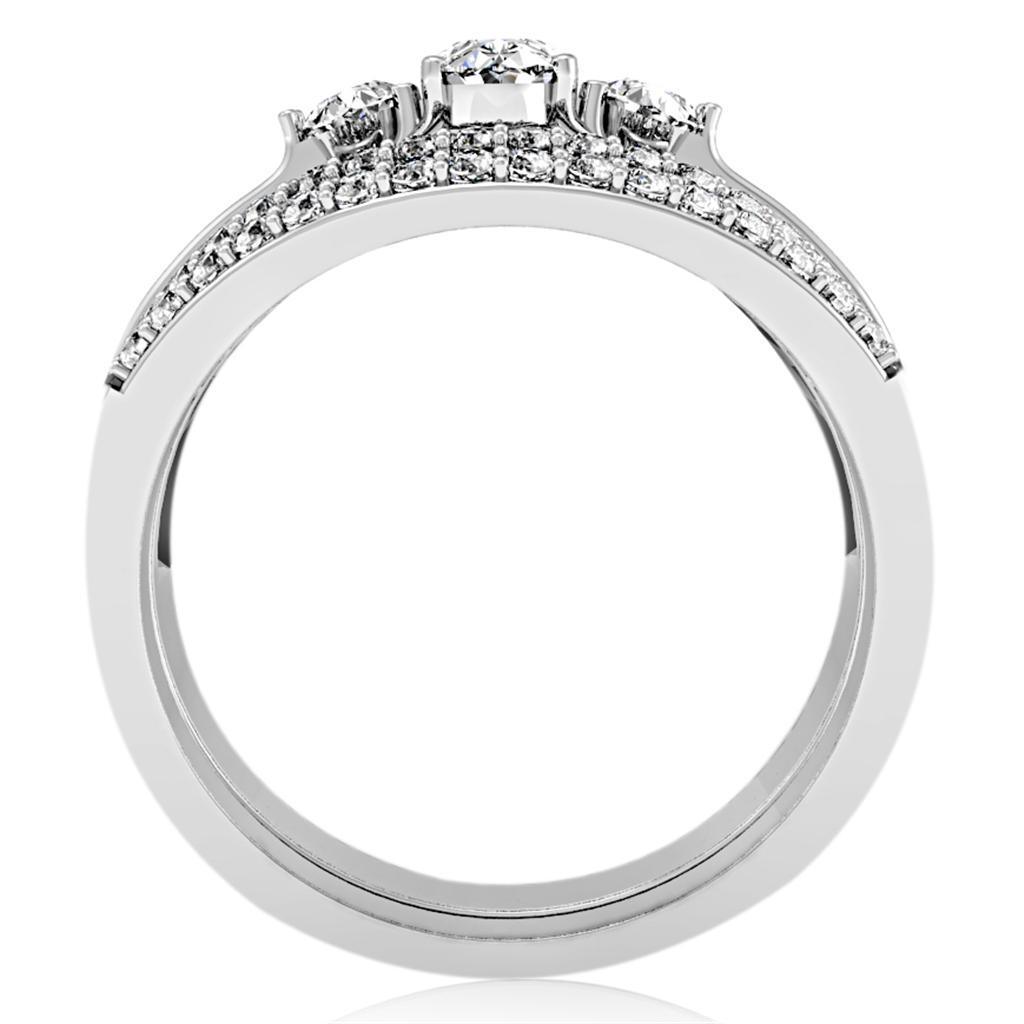 Rhodium Brass Ring with AAA Grade CZ in Clear Size 10