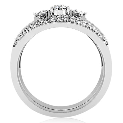 Rhodium Brass Ring with AAA Grade CZ in Clear Size 10