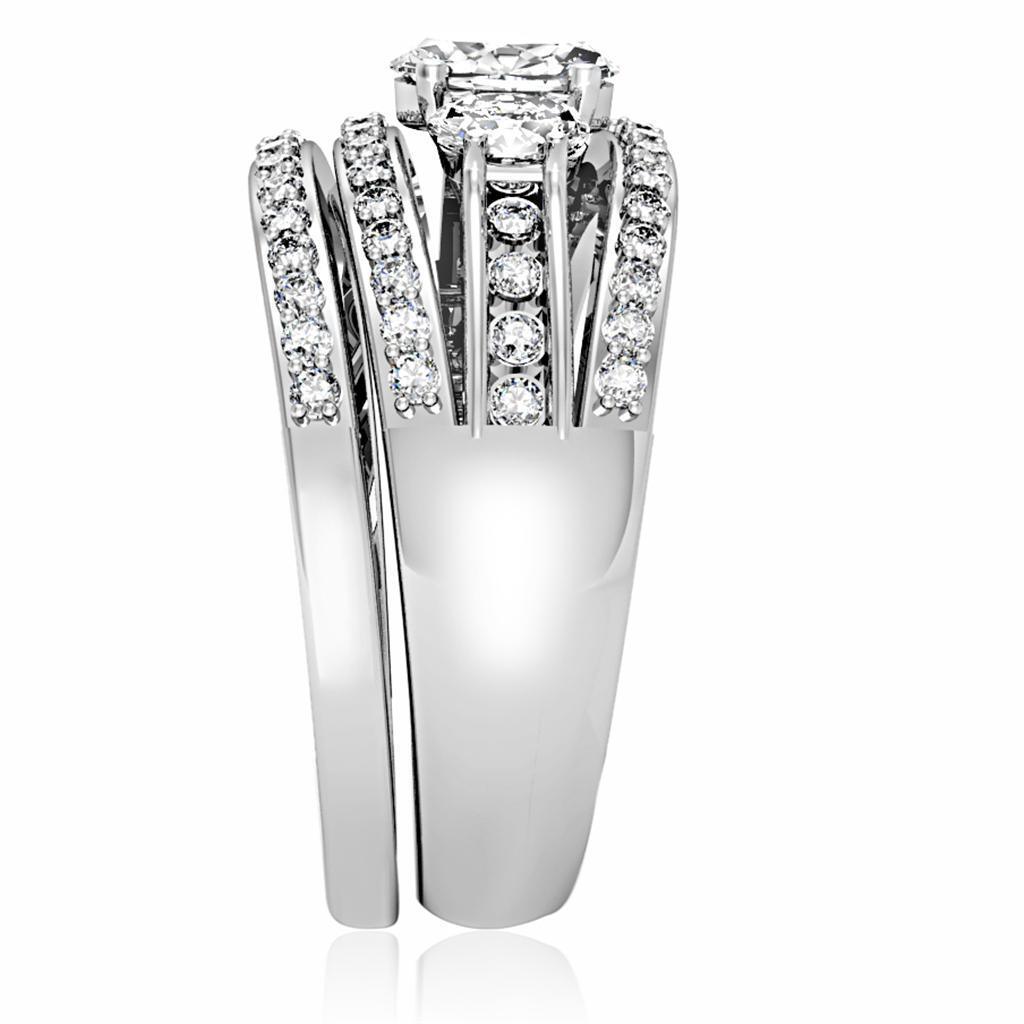 Rhodium Brass Ring with AAA Grade CZ in Clear Size 10