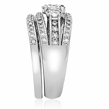 Rhodium Brass Ring with AAA Grade CZ in Clear Size 10