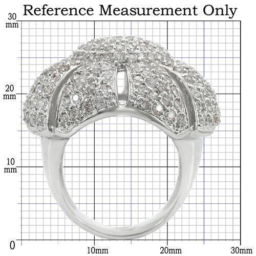 Rhodium Brass Ring with AAA Grade CZ  in Clear Size 7