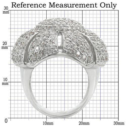 Rhodium Brass Ring with AAA Grade CZ  in Clear Size 7