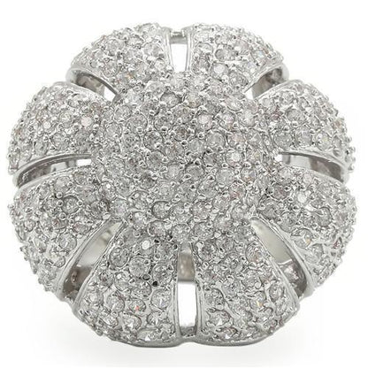 Rhodium Brass Ring with AAA Grade CZ  in Clear Size 7