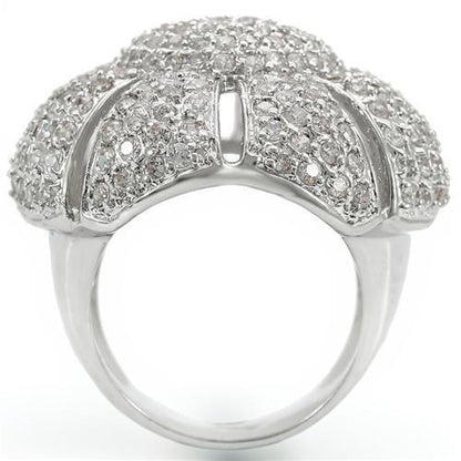 Rhodium Brass Ring with AAA Grade CZ  in Clear Size 7