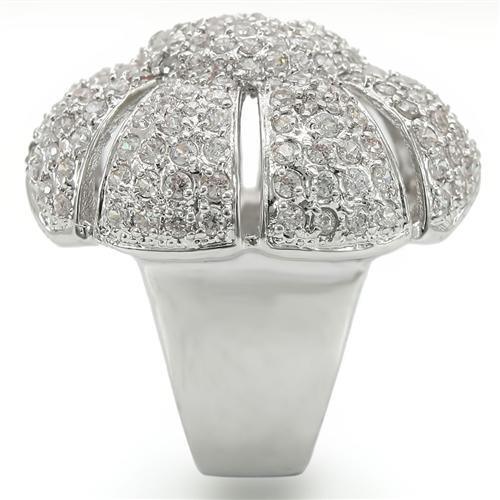 Rhodium Brass Ring with AAA Grade CZ  in Clear Size 7