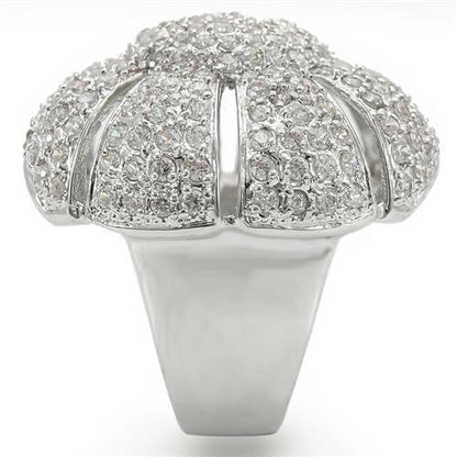 Rhodium Brass Ring with AAA Grade CZ  in Clear Size 7