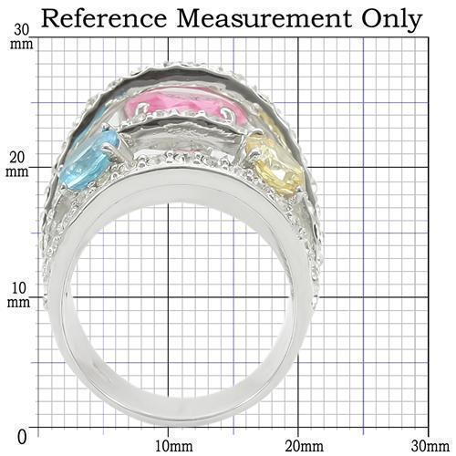 Rhodium Brass Ring with AAA Grade CZ in Rose Size 8