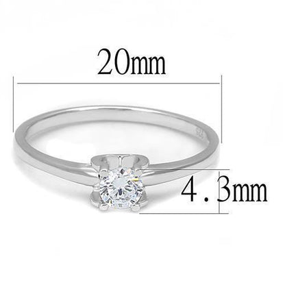 Rhodium 925 Sterling Silver Ring with AAA Grade CZ in Clear