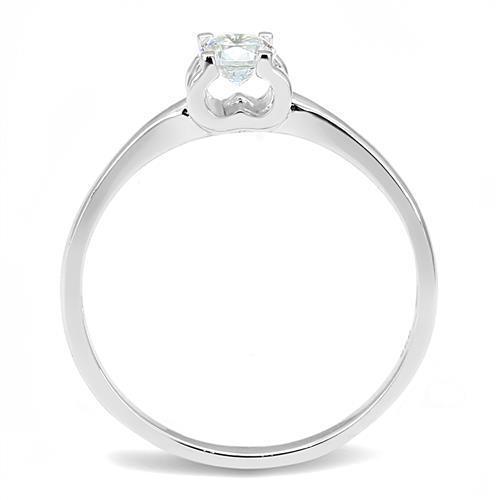 Rhodium 925 Sterling Silver Ring with AAA Grade CZ in Clear