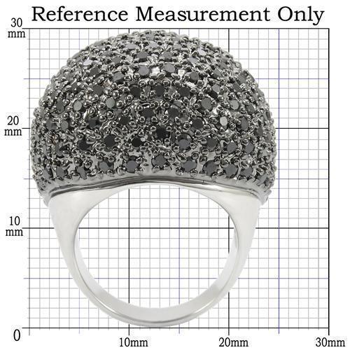 Rhodium + Ruthenium Brass Ring with AAA Grade CZ  in Jet Size 10