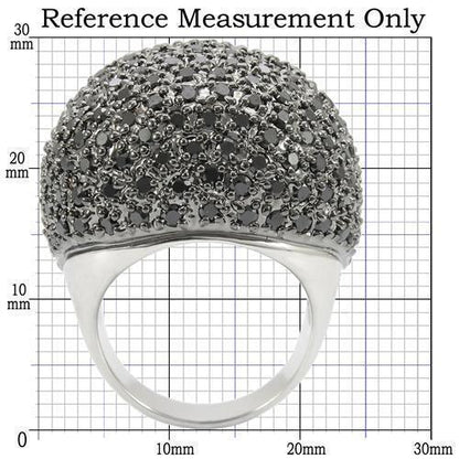 Rhodium + Ruthenium Brass Ring with AAA Grade CZ  in Jet Size 10
