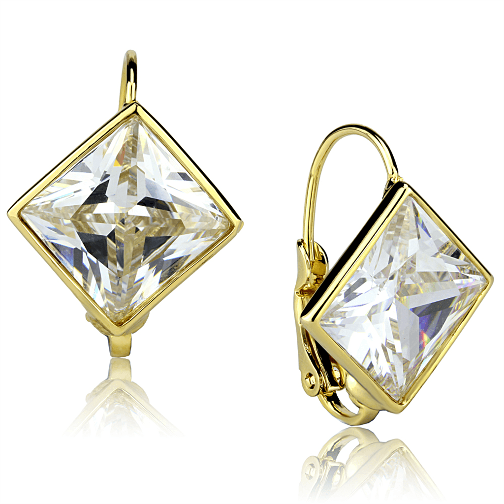 LO3867 - Gold Brass Earrings with AAA Grade CZ  in Clear