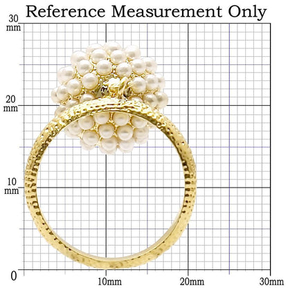 Gold Brass Ring with Synthetic Pearl in Citrine Yellow Size 7