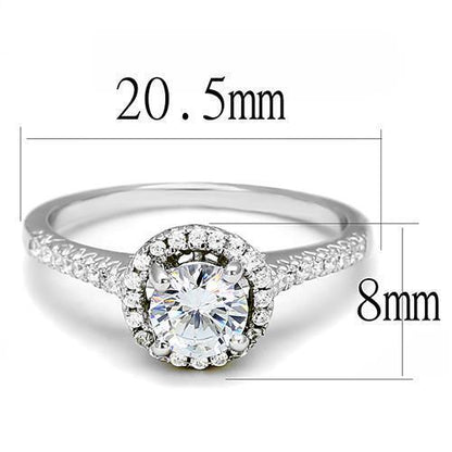 Rhodium 925 Sterling Silver Ring with AAA Grade CZ  in Clear