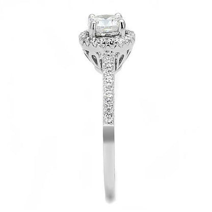 Rhodium 925 Sterling Silver Ring with AAA Grade CZ  in Clear