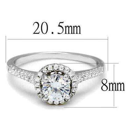 Rhodium 925 Sterling Silver Ring with AAA Grade CZ  in Clear