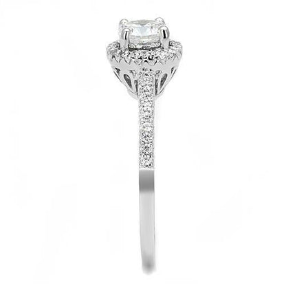 Rhodium 925 Sterling Silver Ring with AAA Grade CZ  in Clear