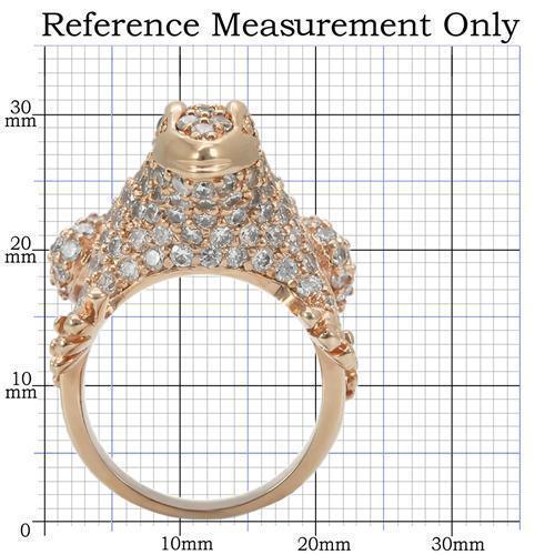 Rose Gold Brass Ring with AAA Grade CZ  in Jet Size 9
