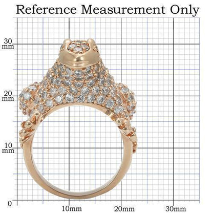 Rose Gold Brass Ring with AAA Grade CZ  in Jet Size 9
