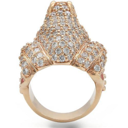 Rose Gold Brass Ring with AAA Grade CZ  in Jet Size 9