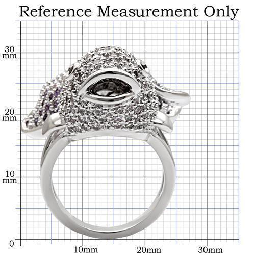 Rhodium Brass Ring with AAA Grade CZ in Multi Color Size 7