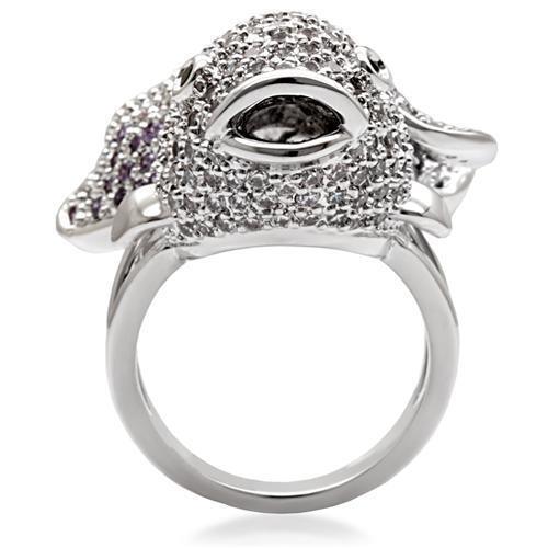 Rhodium Brass Ring with AAA Grade CZ in Multi Color Size 7