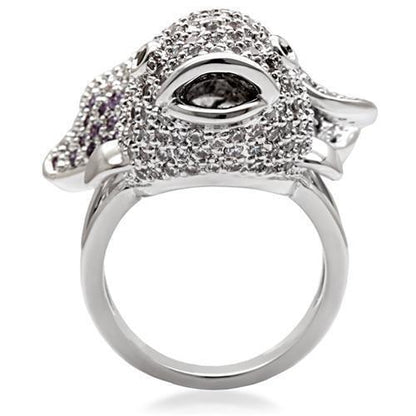 Rhodium Brass Ring with AAA Grade CZ in Multi Color Size 7