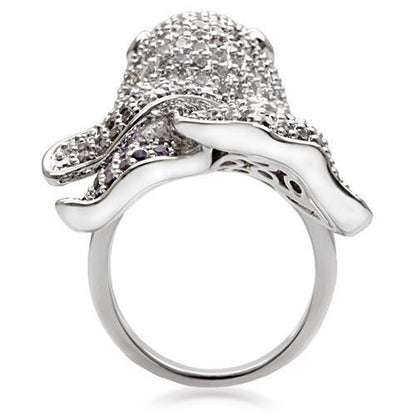Rhodium Brass Ring with AAA Grade CZ in Multi Color Size 7